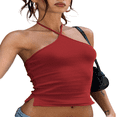 thumbnail image 2 of LYMAYTER ‌Women's Criss Cross Halter Top‌ Double Lined Backless Casual Crop Camisole S-XL, 2 of 10