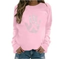 thumbnail image 2 of qelini Breast Cancer Awareness Shirt Casual Pullover Blouse Wowen's Graphic Tees Long Sleeve Shirts Fall Winter Crewneck Comfy Shirts Pink S, 2 of 4