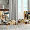thumbnail image 2 of Designart "Contemporary Blue and Gold Abstraction II" Blue Abstract Upholstered Accent Chair - Modern Arm Chair For Living Room, 2 of 5