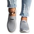 thumbnail image 2 of Women's Orthopedic Slip-On Sneakers Breathable Woven Diabetic Shoes with Arch Support Soft Cushion Hands-Free Design for Walking Comfort,Gray#43, 2 of 7
