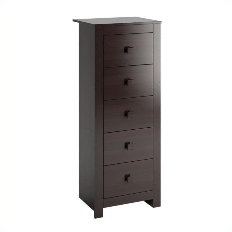 Atlin Designs Tall Boy Chest of Drawers Dresser in Rich Espresso