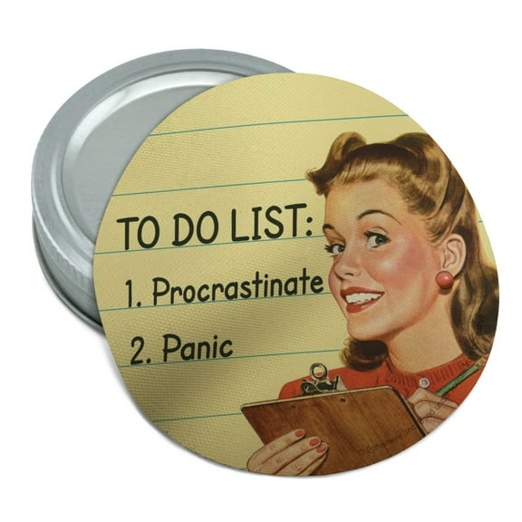 To Do List Procrastinate Panic Funny Humor Round Rubber Non-Slip Jar Gripper Lid Opener