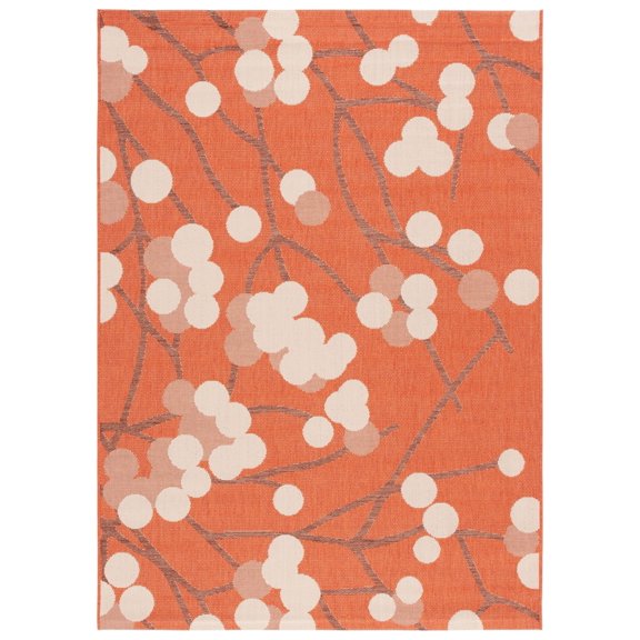 SAFAVIEH Courtyard Connie Floral Indoor/Outdoor Area Rug, Terra Natural/Brown, 5'3" x 7'7"