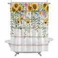 thumbnail image 2 of Spring Flower Shower Curtain for Bathroom Decor, Watercolor Country Yellow Pink Sunflower Floral Leaf Wood Grain Waterproof Fabric Shower Curtain, 54"x78" Set with 12 Hooks, 2 of 9