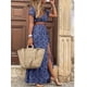 thumbnail image 4 of Vestido maxi largo floral de manga corta para mujer, vestido casual de noche de fiesta boho para mujer, ropa de mujer, 4 of 4