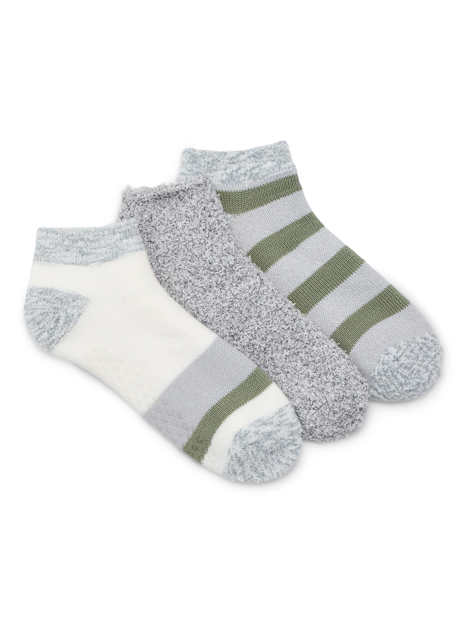 Joyspun Women's Double Layer Low Cut Lounge Socks, 3 Pack, Shoe Sizes 4-10