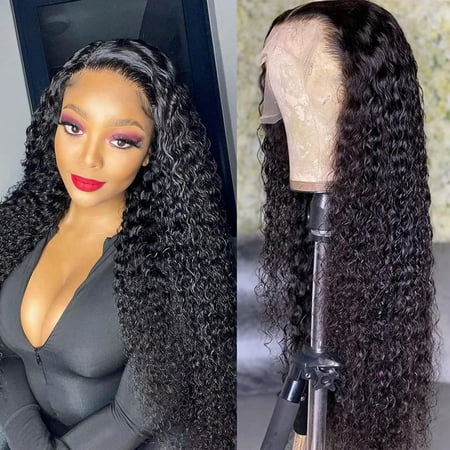Lace Front Wigs Human Hair Water Wave 13x4 Lace Frontal Wigs Human Hair Wigs for Black Women Human Hair Lace Front Wigs Pre Plucked with Baby Hair Natural Color (16 Inch)