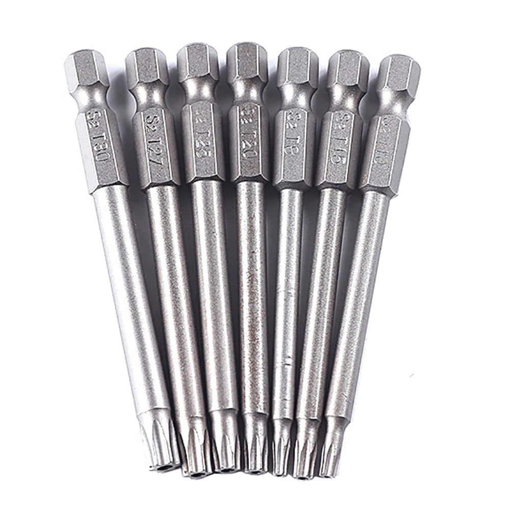 SANWOOD Screwdriver Bits 7Pcs 75mm T8 T9 T10 T15 T20 T25 T30 T40 Torx