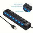 thumbnail image 5 of Adaptador expansor USB HUB 2,0 de alta velocidad, 4/7 puertos, divisor Multi USB, extensor múltiple con interruptor de lámpara LED para PC y portátil, 5 of 5