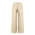 thumbnail image 3 of Resicozy Linen Pants Women Summer Lounge Beach Vacation Palazzo Trousers Travel Pant Comfy Plus Size Clothes with Pockets Beige XL, 3 of 6