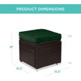 thumbnail image 2 of JJUN Set of 2 Wicker Ottomans, Multipurpose Outdoor Furniture for Patio, Backyard, Additional Seating, Footrest, Side Table w/Storage, Removable Cushions - Midnight Green/Brown, 2 of 15