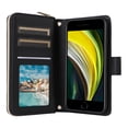 thumbnail image 5 of for iPhone 7 / iPhone 8 / iPhone SE 2022 & 2020 Zipper Wallet Case with Card Holder - PU Leather Stand Phone Case, Crossbody Shoulder Strap & Wrist Strap, Shockproof Protective Cover, Black, 5 of 11