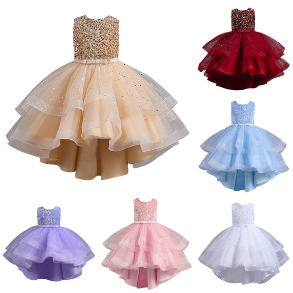 Girls Dress Sleeveless Graceful Lace Elegant Gown Wedding Stylish Lace for Pageant Dress Set