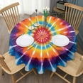 thumbnail image 3 of Rainbow Tie Dye Sunburst Round Tablecloth 60"x60",Wrinkle Wipeable Table Cloth for Kitchen Dining Room Picnic Patio Party, 3 of 6