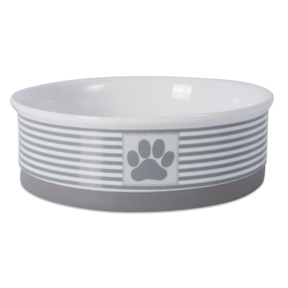DII Bone Dry Paw Patch & Stripes Ceramic Pet Bowl for Food & Water with