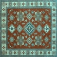 thumbnail image 1 of Ahgly Company Indoor Square Geometric Light Blue Traditional Area Rugs, 3' Square, 1 of 4