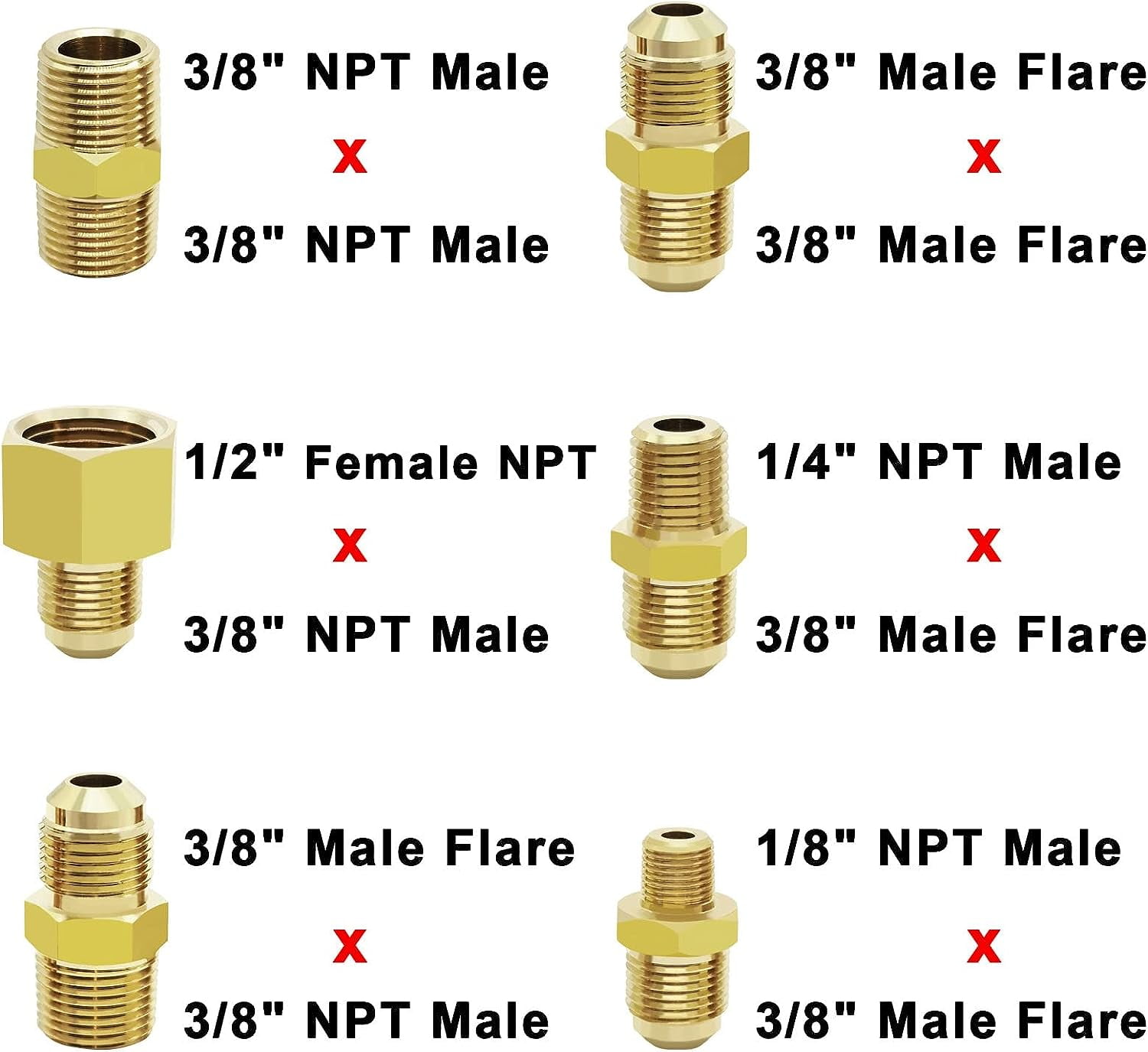 12 Feet High Pressure Braided Propane Hose Extension with Conversion Coupling 3/8" Flare to 1/2" Female NPT, 1/4" Male NPT, 1/8" NPT Male,3/8" Male NPT, 3/8" Male Flare for BBQ Grill, Fire Pit, Heate