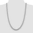 thumbnail image 3 of Auriga 925 Sterling Silver Rhodium-plated 8.5 mm Domed w/ Side Diamond-cut Curb Chain Necklace for Mens 26", 3 of 6