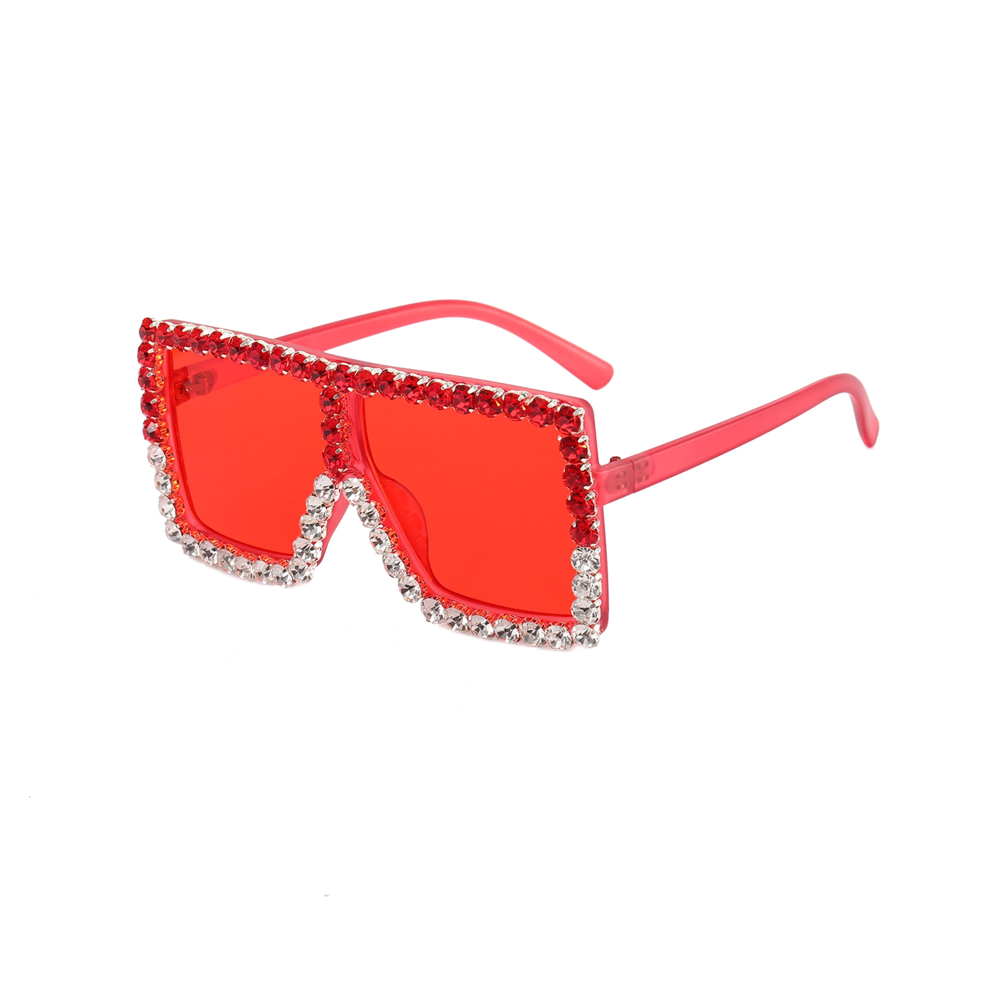 CHENGYU Kids Oversize Square Sunglasses, Bling Rhinestone Frame Sunglasses  