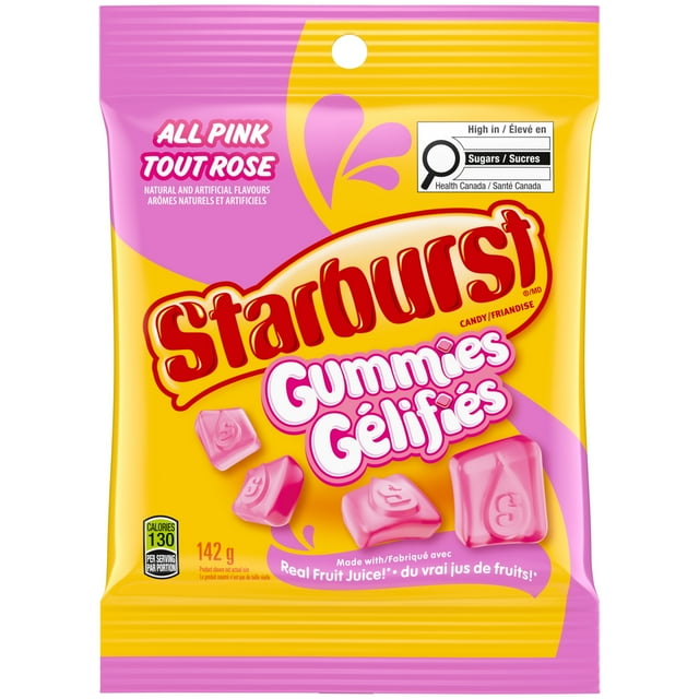 STARBURST All Pink, Valentine’s Fruit Gummy Candy, Sharing Bag, 142g