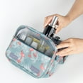 thumbnail image 6 of InnOrca Portable Travel Toiletry Bag Home Cosmetic Organizer Makeup Bag, Blue & Flamingo, 6 of 7