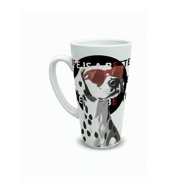 Taza de cerámica 502 ml con diseño gráfico de perro dálmata