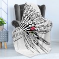 thumbnail image 4 of Feather Soft Flannel Fleece Throw Blanket, Headdress in Sketch Style Color Splashes Prehistoric, Cozy Plush for Indoor and Outdoor Use, 50" x 70", Black White Multicolor, by Ambesonne, 4 of 5