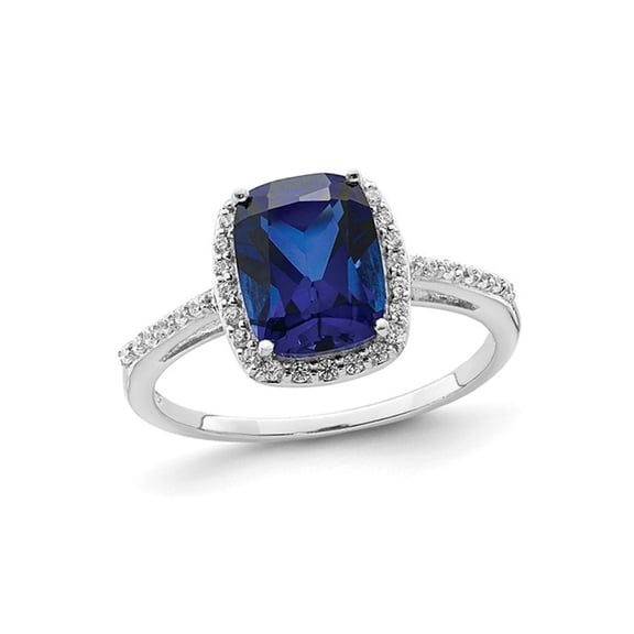 2.30 Carat (Ctw) Lab-Created Blue Sapphire Ring Sterling Silver with Cubic Zirconia (CZ)s for Women