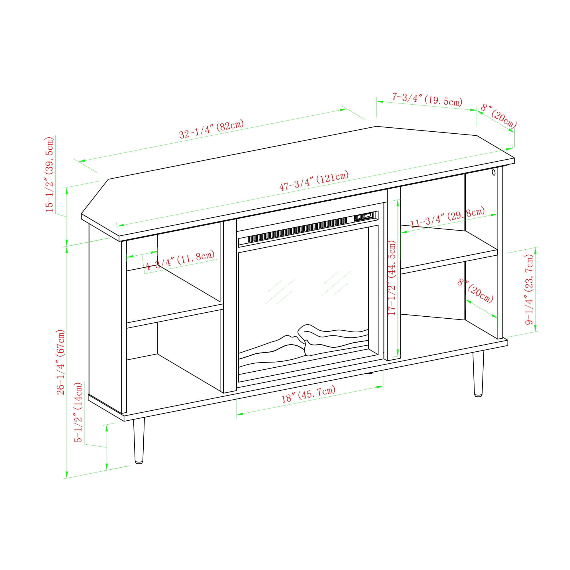 Manor Park Corner Fireplace TV Stand for TVs up to 55", Grey Wash