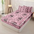 thumbnail image 2 of Homewish Dreamy Bow-Tie Zipper Twin Comforter Sets with Fitted Sheet and 2 Pillowcases For Girls,Black Pink Zipper Bedding Set,Pink Reversible,4-Piece, 2 of 7