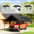 thumbnail image 6 of Kimunuk 10' x 20' Canopy Replacement Cover, Outdoor Portable Carport Replacement Canopy with Ball Bungees for Car Garage Shelter Tent Party Tent, Gray ,Frame is Not Included, 6 of 6