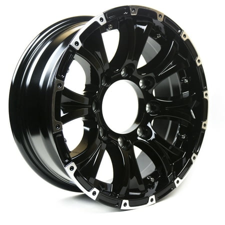 Trailer Wheels Axles - Viking Series Machined Lip Gloss Black Aluminum Trailer Wheel with Chrome Cap - 15