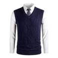 thumbnail image 2 of Mens Wool V Neck Knitted Sweater Vest Cardigan Color Block Casual Versatile Sleeveless Sweater Vest, 2 of 4