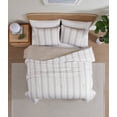 thumbnail image 2 of C&C California Printed Stripe Reversible Comforter Set, 100% Cotton, Breathable, All-Season Comfort , 3 piece, Full/Queen, Oat, 2 of 5