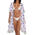 thumbnail image 3 of HELLHERO High Quality Fabrics Bathing Suit Coverups for Summer Lightweight Free Size Long Kimono Swimsuit Cover Up Lavender Floral Pattern, 3 of 6