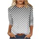 thumbnail image 2 of ICHUANYI Clearance Women's Fashion Printed Loose T-shirt 3/4 Sleeves Blouse Round Neck Casual Tops(White, L) ICHUANYI WER2023080814547, 2 of 5