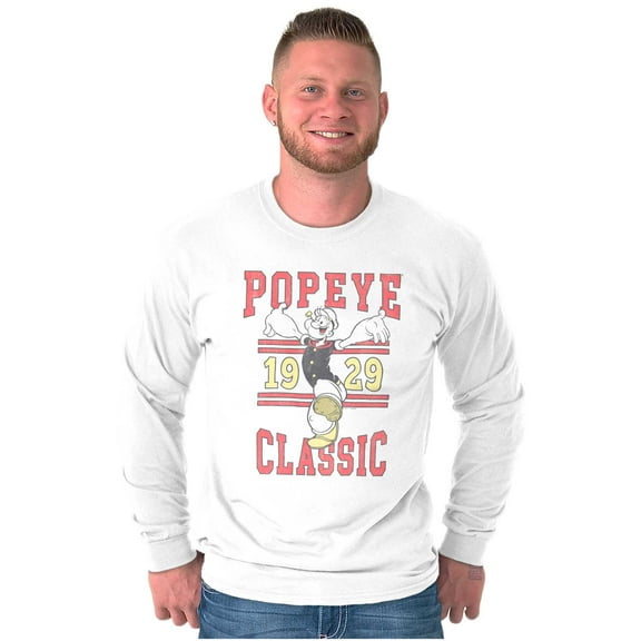 Classic Popeye Vintage Varsity Long Sleeve TShirt Men Women Brisco Brands S
