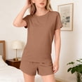 thumbnail image 5 of Ruyang Girls 2 Piece Sets Solid Round Neck Short Sleeve Tops and Wide Leg Shorts Outfits Summer Outdoor Active Wear, 5 of 8