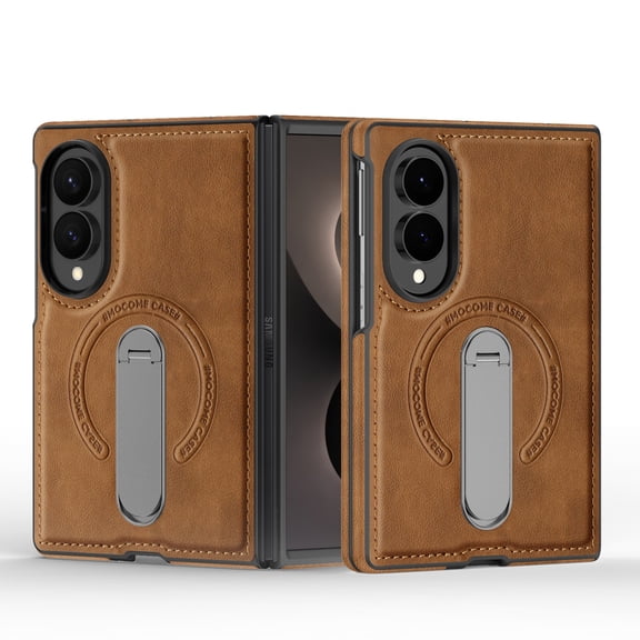 ShellTech Magnetic Kickstand PU Leather PC Case Cover for Samsung Galaxy Z Fold8,Brown