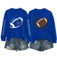 thumbnail image 4 of Game Day Sweatshirt for Women Long Sleeve Crew Neck Baggy Plain Football Season Shirts Loose Fit Basic Tee Womens Baseball Shirt Football Print Sports Tunic Tops Heart Graphic Rugby Shirt Gift Blue, 4 of 7