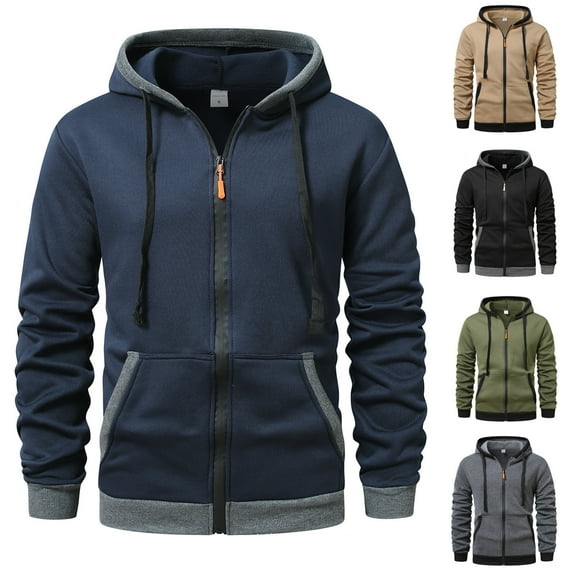 Momasggi Men's Full Zip Hoodies Big and Tall Outdoor Tactical Jacket Loose Casual Long Sleeve Drawstring Hooded Sweatshirt with Pockets Dark Gray M