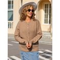 thumbnail image 5 of Osfvolr Long Sleeve Crewneck Button Down Womens Sweaters Fall Open Front Cardigan Sweaters for Women 2025 Khaki S, 5 of 8