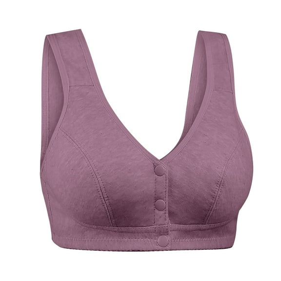 DQRPSEETB Plus Size Bandeau Bras New Front Buckle Bra without Steel Ring Simple Soft Cotton Vest Large Size Bra Underwear for Women Grey