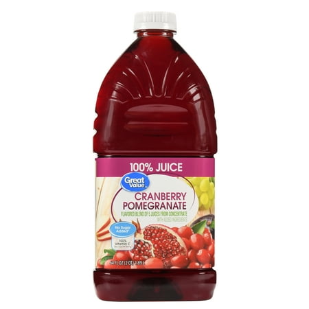 (2 pack) Great Value 100% Juice, Cranberry Pomegranate, 64 Fl Oz, 1 (Best Way To Juice A Pomegranate)