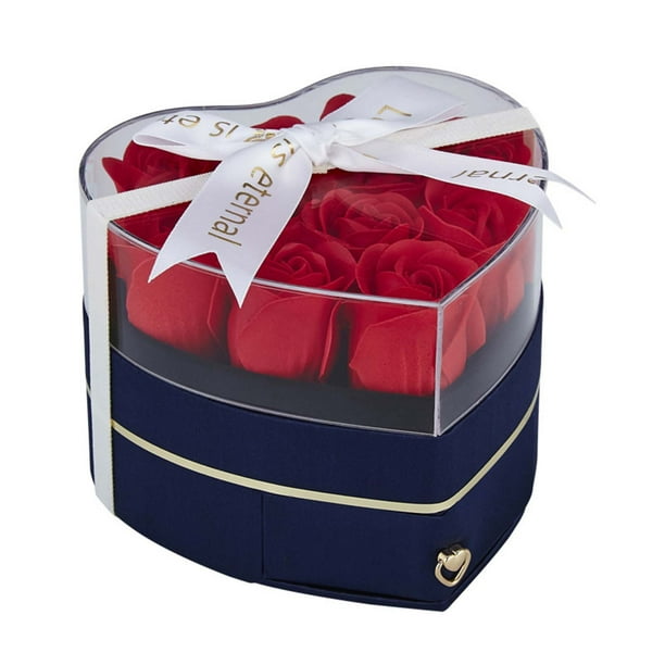 Uuowzo Rose Gift Box Necklace Ring Perfume for Valentine's Day Christmas Birthday Gift Box for Valentine'S Day Home Setting, Blue