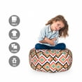 thumbnail image 2 of Ethnic Storage Toy Bag Chair, Checkered Folk Pattern with Vibrant Colored Flowers Mexican Culture Themed Print, Stuffed Animal Organizer Washable Bag, Large Size, Multicolor, by Ambesonne, 2 of 3