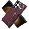 thumbnail image 3 of Samsung Galaxy S23 Ultra Case with Card Holder for Women, Galaxy S23 Ultra Phone Case Wallet with Strap Credit Card Slots Crossbody with Zipper Shockproof Case for S23Ultra- Red Wine, 3 of 18
