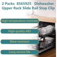 thumbnail image 4 of 8565925 Dishwasher Upper Rack Slide Rail Stop Clip Replacement, Fit for Whirlpool Kenmore KitchenAid Dishwashers Top Rack Parts (Pack of 2), 4 of 4