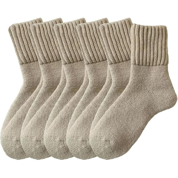 5 Pairs Women's Solid Mid-Calf Socks - Cozy Fall Ankle Socks for Boots & Leggings, Retro Slouchy Scrunch Knit Crew Socks