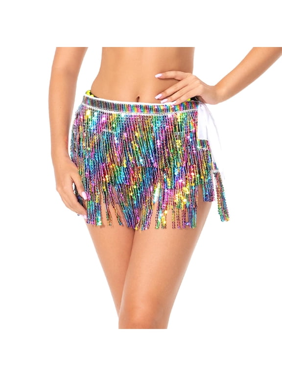 Women Belly Dance Skirt Hip Scarf Fashion Versatile Fringe Dance Skirt for Rumba